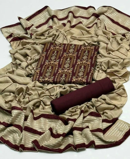 3pc Marina Sequence Embroided Broshia Shawl Dress