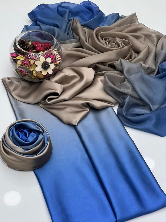 3pc Winter Shamoze Silk Dress Blue/Grey